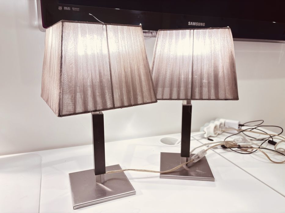 Conjunto 2 Candeeiros de Mesa Modernos com Abajur Castanho