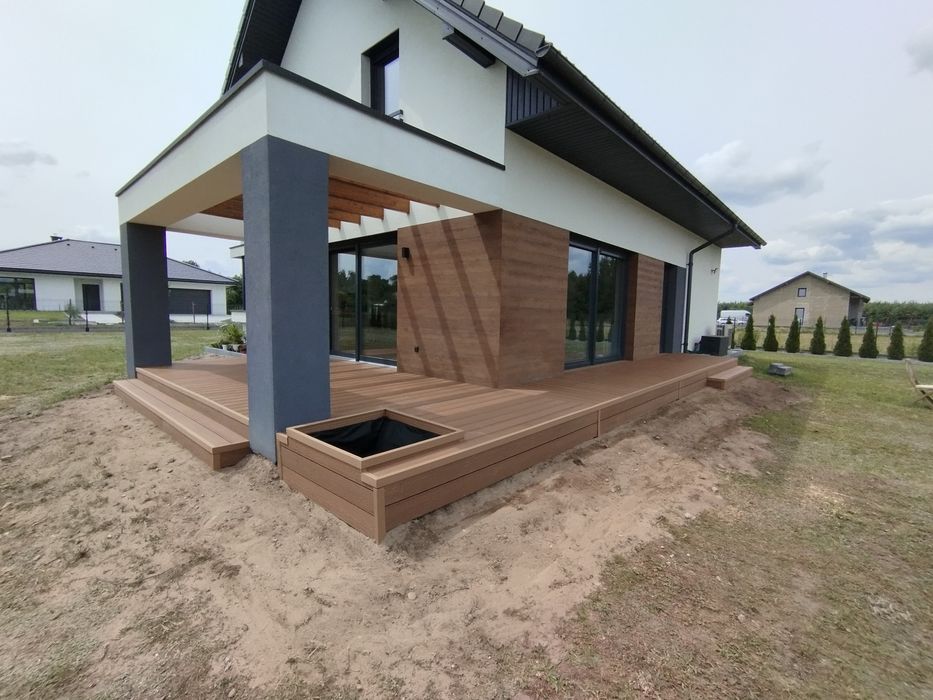 Taras, Zadaszenie,Pergola, Taras z deski kompozytowej,Altana