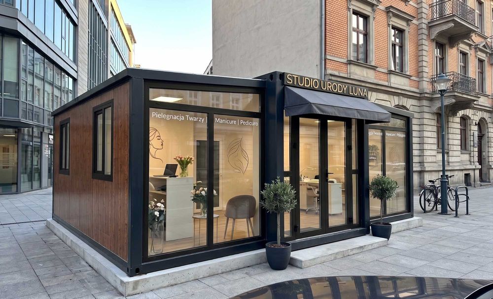 Nowoczesny Pawilon Usługowy Kontener - Gotowy Salon Kosmetyczny Premium