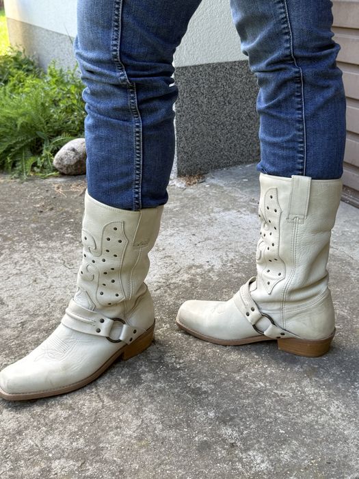 Kowbojki western r 43 kremowe wysokie cowboy vintage