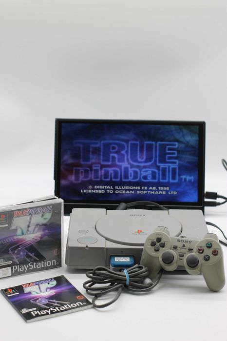 Konsola Sony PlayStation 1 PS1 (SCPH-9002) | Pad DualShock | Gra True Pinball | Zestaw