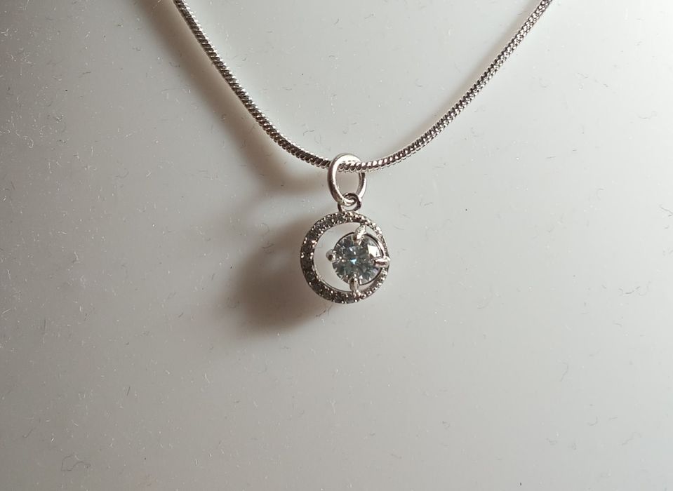 Fio em Prata com Pingente  Diamante CVD 4,5 mm Certificado