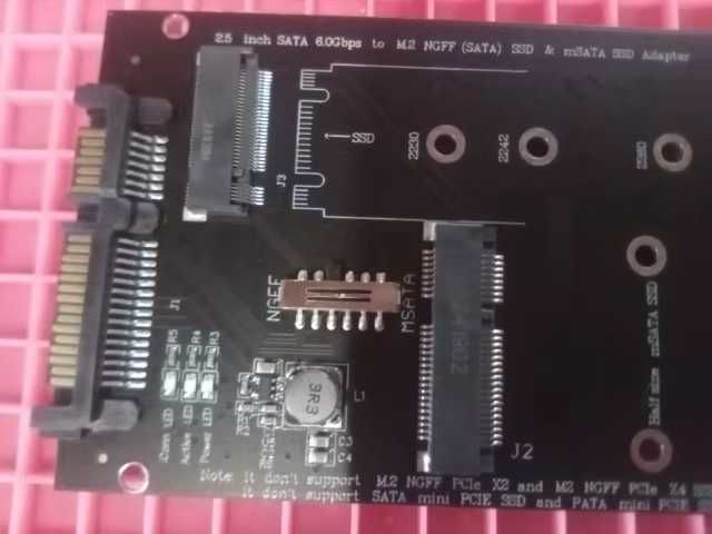 Адаптер конвертер M.2 + Msata SSD To SATA 3.0 2.5" для ПК, ноутбука