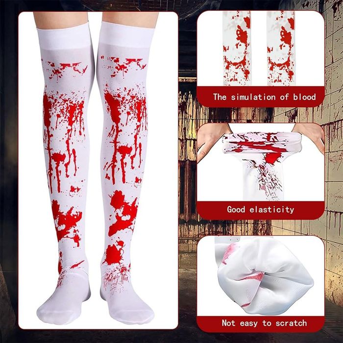 Kostium Zombie Halloween - Zestaw 18 el., Czerwony