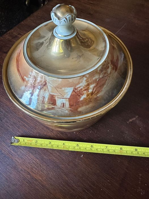 Conjunto vintage louça alcobaça - jarro e taça com tampa