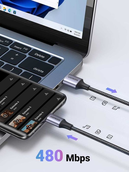 Ugreen Kabel do ładowania USB C Galaxy S24, S24+, S23, S22, S21, A73