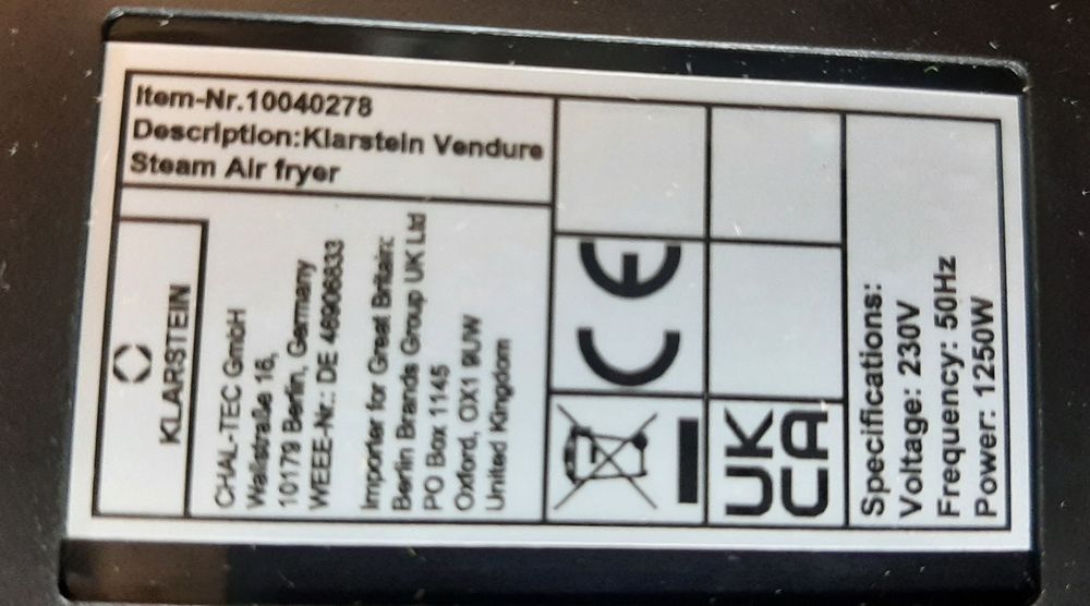 Фритюрница Klarstein Vendure с функцией приготовления на пару