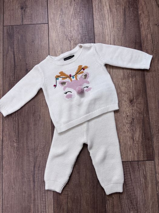 Вʼязаний новорічний/різдвяний костюм 74 см