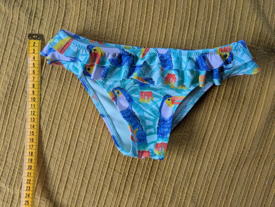 Cueca de Biquíni Menina Azul com Folhos, 5/6 Anos