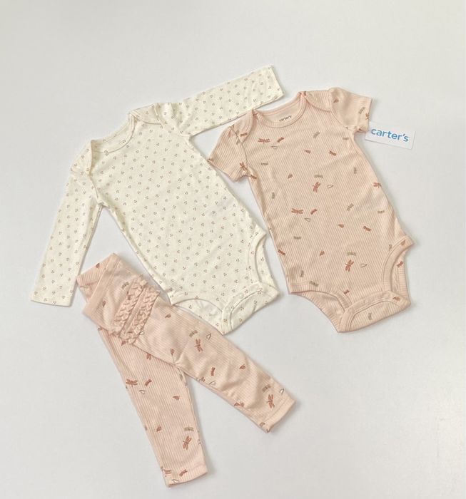 боді від Carters з коротким рукавом та довгим 3м 6м 18м 24м