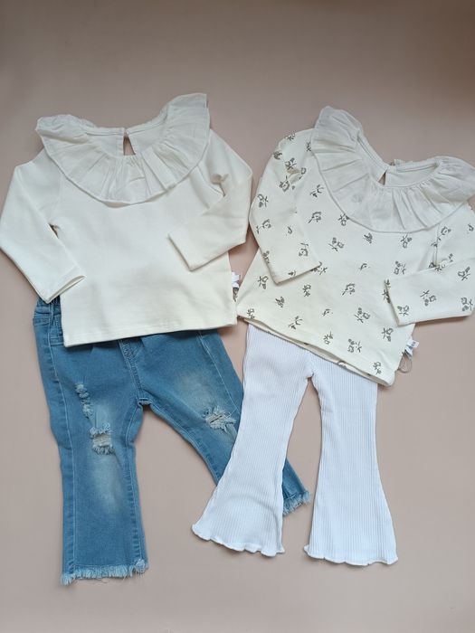 Джинси кльош, лосини в рубчик,лонгслів