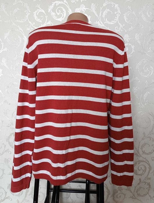 50-52-54 теракотовий джемпер у смужку кофта бавовна льон трикотаж