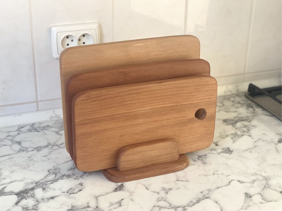 Набір дошок. Дошка для нарізання | Підставки для чашок | Хлібниця