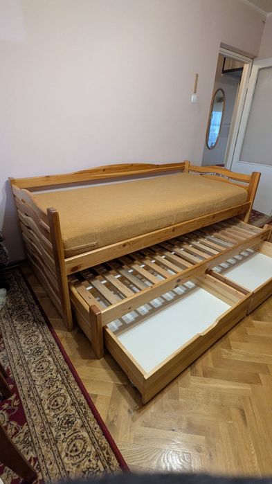 Łużko drewniane rozkładane 200x90 cm