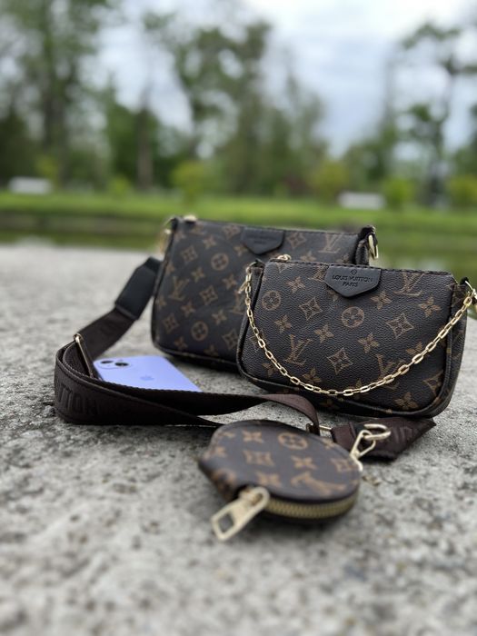 Брендова жіноча сумка трансформер Louis Vuitton 3 в 1 Multi Pochette кросбоді через плече