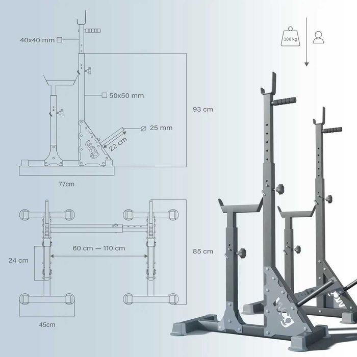 Стійки під штангу 3в1 Bugai Pro – жим, присідання, бруси WCG