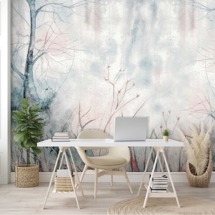 Fototapeta Las Malowany Mgła Jasne Kolory 3D Twój Rozmiar + KLEJ