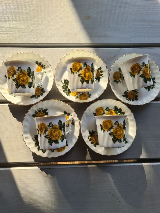 5 X Porcelana Rheinpfalz Żółte róże