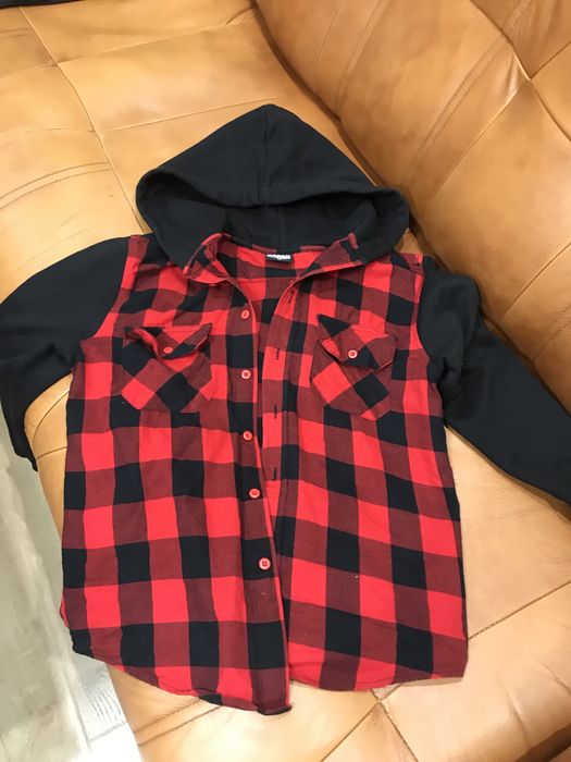 Koszula z kapturem, bluza w kratę