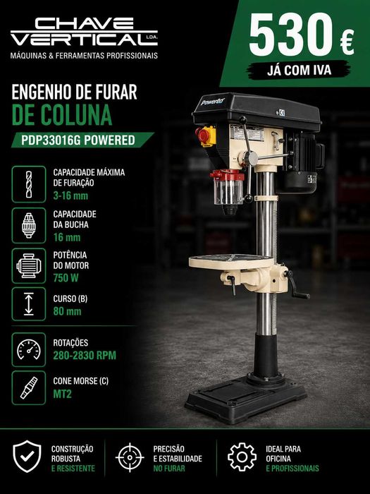 ENGENHO DE FURAR DE COLUNA 750 W POWERED LL29