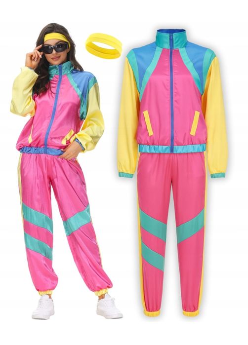 Dres ortalionowy disco lata 80,90 strój karnawałowy retro M/L