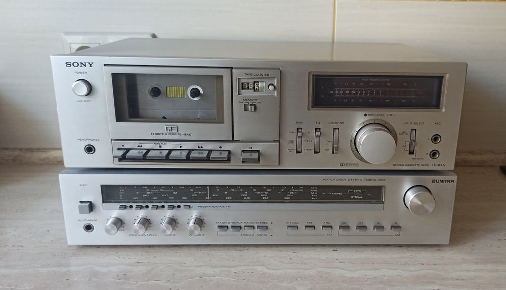 Magnetofon Sony TC-K45 + Amplituner Unitra Tosca 303