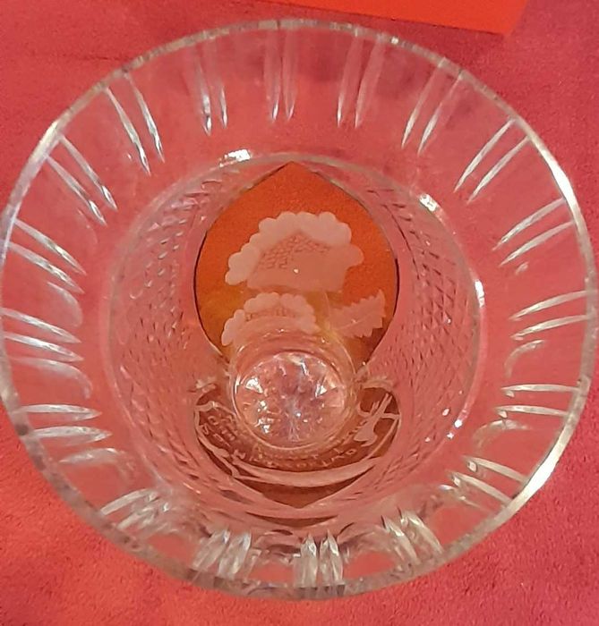 Wazon kryształowy PRL szerokość 11cm wysokość 29cm