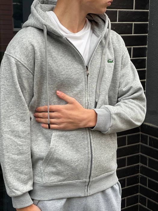 Зіп худі Lacoste чорний, синій, сірий, фліс, стильний