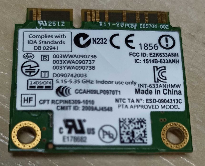 Wi-fi Mini pcie Intel Centrino Ultimate-N 6300 (633anhmw) 2,4 + 5 Ghz