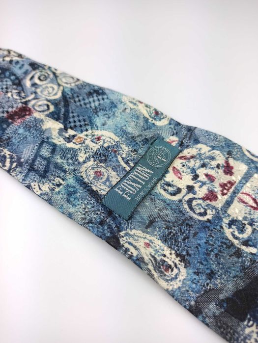 Foxton jedwabny krawat granatowy retro bib52
