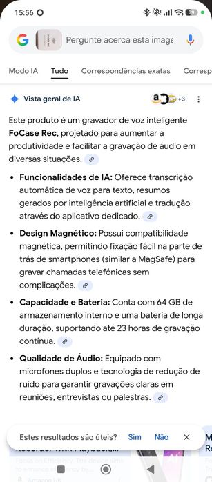 FOCASE REC (modelo CR1), um gravador de voz inteligente que utiliza inteligência artificial para facilitar o registo de áudio.