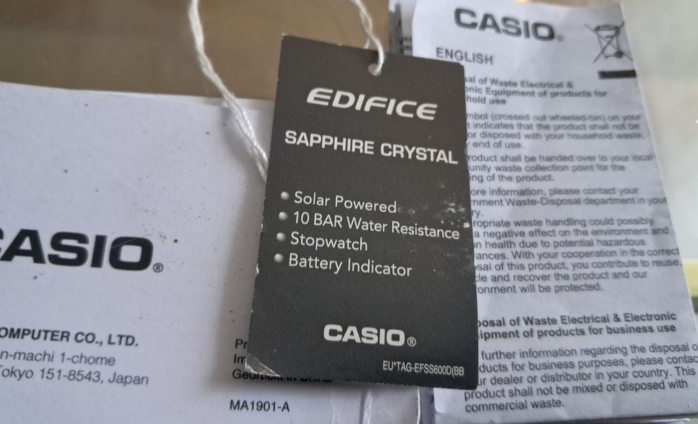 Casio edfice solarny saphire nowy komplet dokumentów gwarancja pudełko