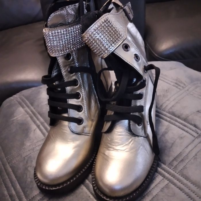 Srebrne botki 38 Primamoda