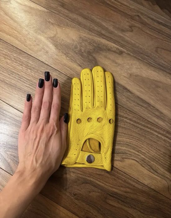 Жовті  шкіряні рукавички