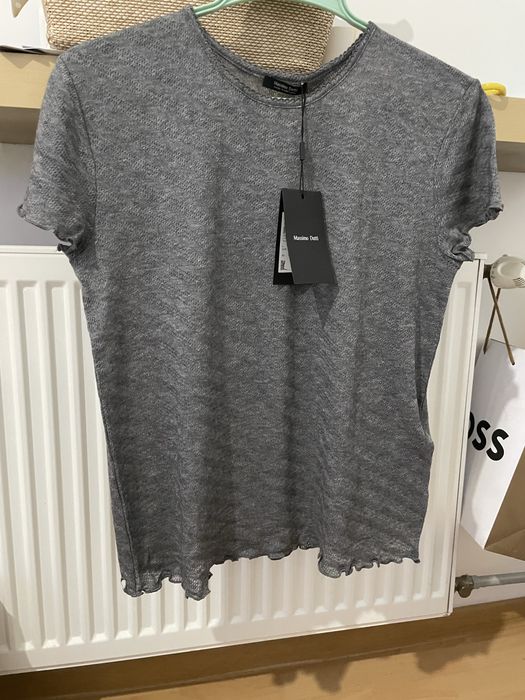 30% wełny - azurowa bluzeczka sweterkowa Massimo Dutti.   Portugalia.