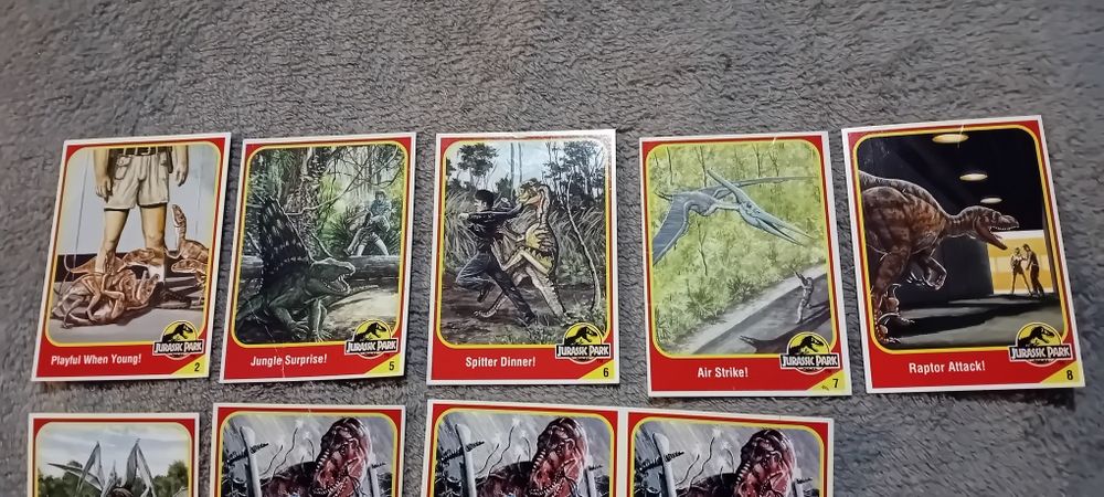 Karty kolekcjonerskie 9 szt Jurassic Park