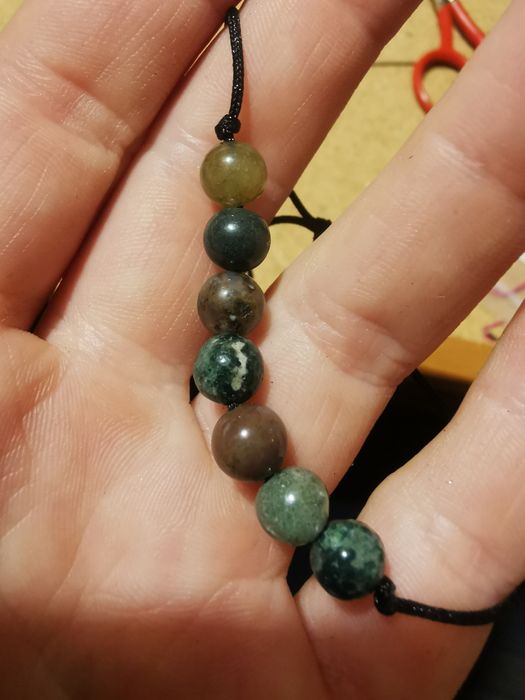 Bransoletka handmade agat mszysty kamienie naturalne