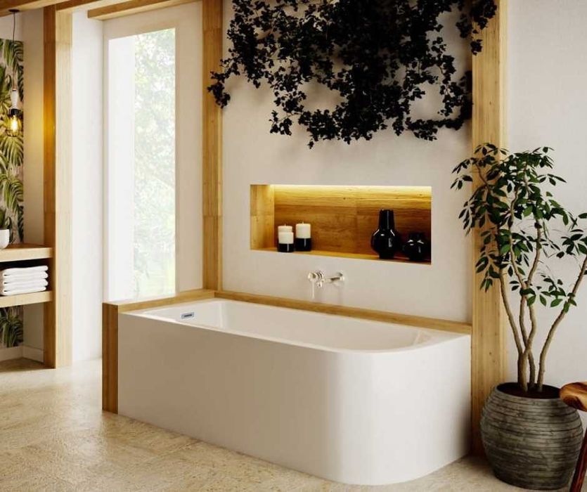 BRAIDER Wanna wolnostojąca narożna RESTIA LEWA 170 cm. Biała Akrylowa