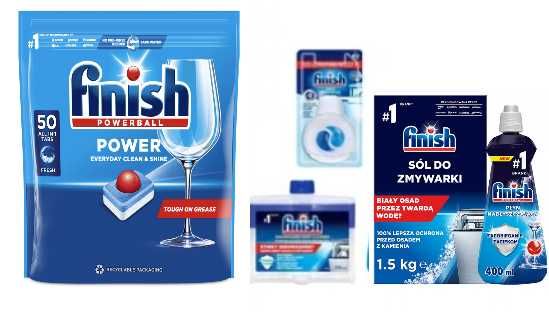 ZESTAW do zmywarki Finish Power All in 1 Tabletki/kapsułki do Zmywarki  50szt+zestaw