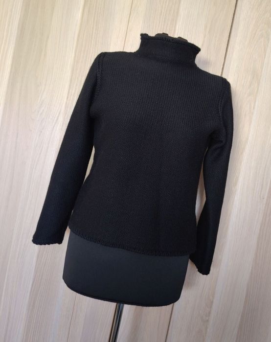 Czarny półgolf damski 50% merino wełna 7/8 rękaw XS/S/M