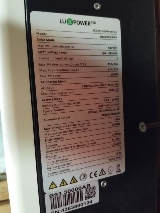 Falownik  luxpower sna 6000 wpv