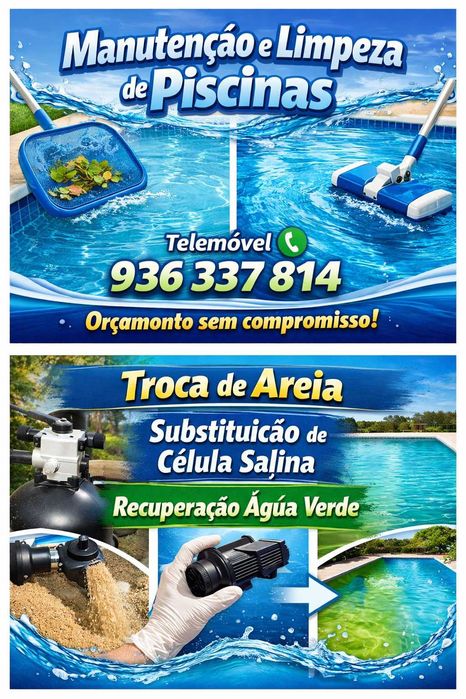 Manutenção e Limpeza de Piscinas | Recuperação Água Verde | Troca de Areia | Célula Salina