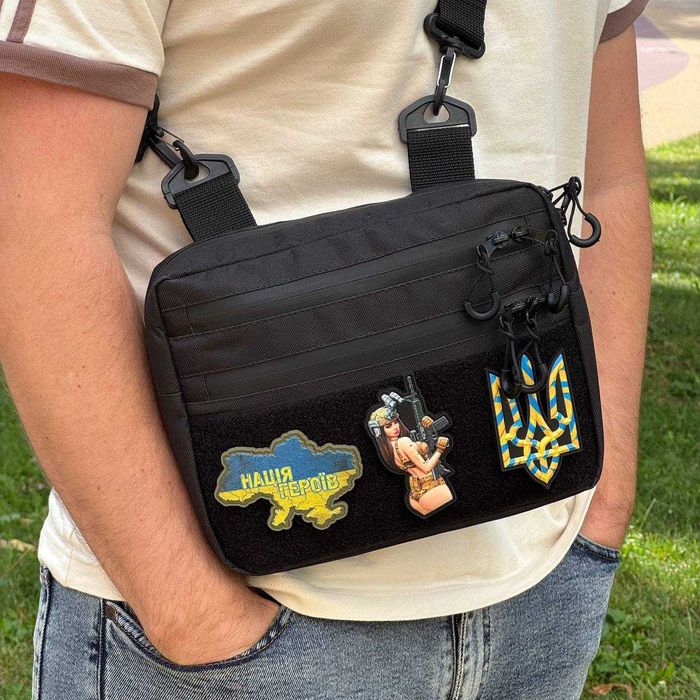 Тактическая мужская сумка через плечо для шевронов барсетка мессенджер