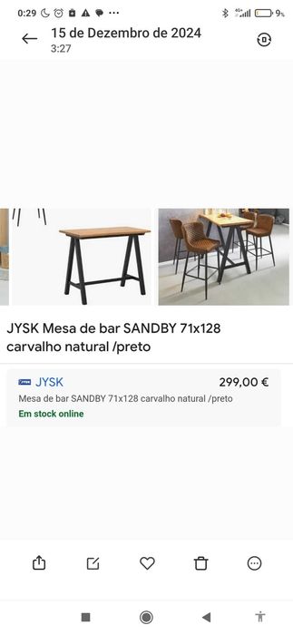 Balcão alto com 4 cadeiras. Ainda embalado