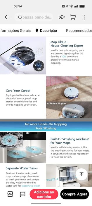 Aspirador robot  com Mop station