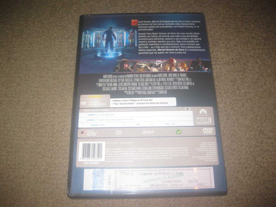 DVD "Homem de Ferro 3" com Robert Downey Jr.