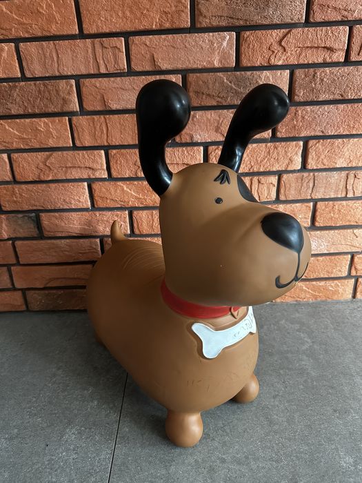 Sun Baby gumowy skoczek pies, piesek Reksio, dmuchany, brazowy