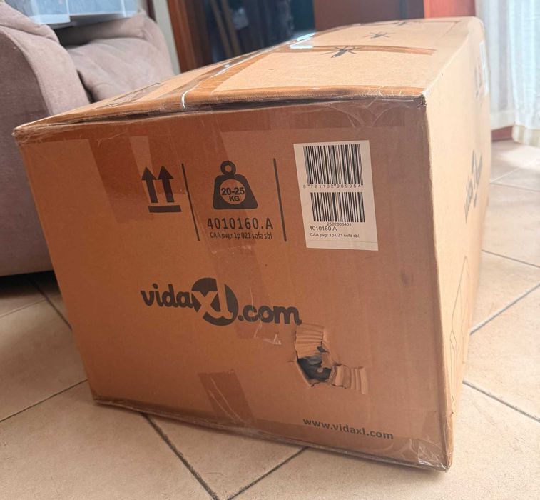 Sofa de 2 lugares vidaXL 120 cm em couro artificial cinza Novo Selado