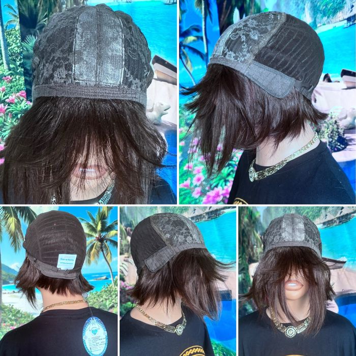 Натуральный парик кожа шёлк славянка русые волосы боб каре с чёлкой