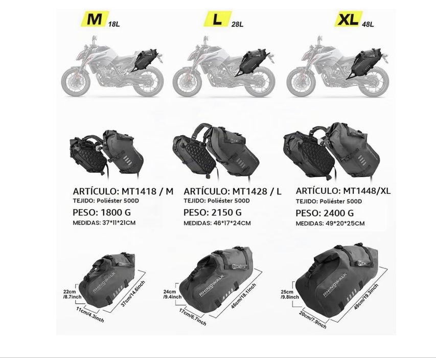 Malas para moto - imperméavel - 48litros